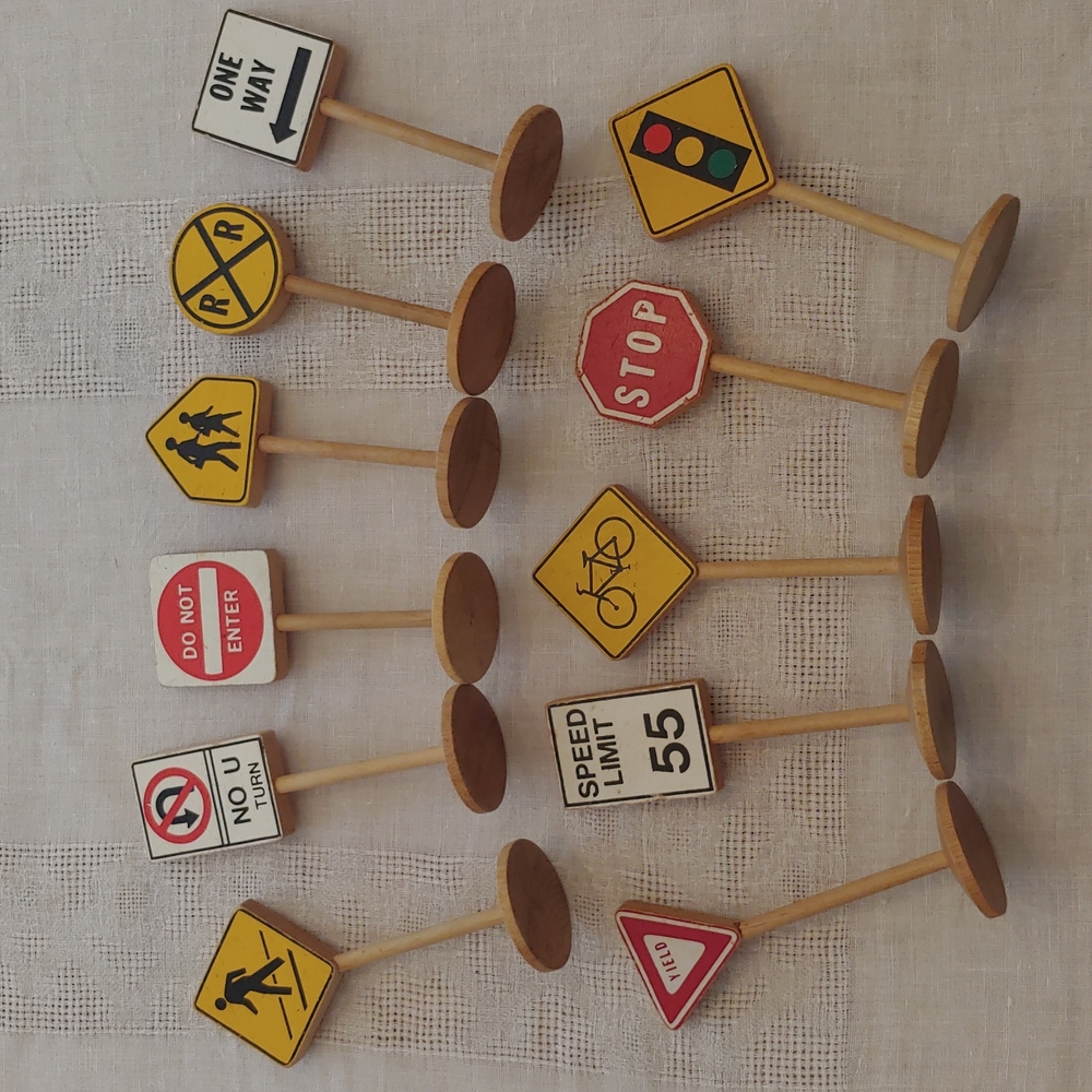 Vintage Wood Toy Road Sign Set - Picture 12 of 13